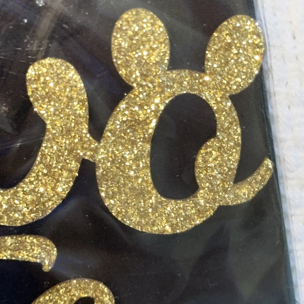 Cake Topper Gold Glitter 'Two Cute' Second Birthday Mickey Minnie Ears Disney